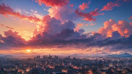 Fototapeta premium anime aesthetic beautiful sky background illustration