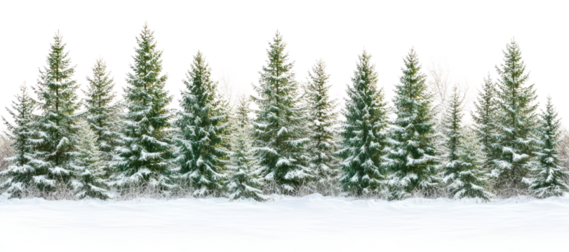 PNG Real winter pine forest trees snow nature. - Powered by Adobe