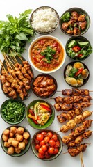 A Table Setting Featuring a Variety of Asian-Inspired Dishes