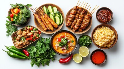 A Selection of Thai Dishes with Various Accompaniments