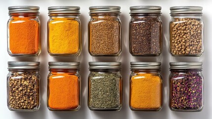 Subdued Spice Rack with Muted Spices in Soft Focus and Natural Light for a Cozy Kitchen Atmosphere