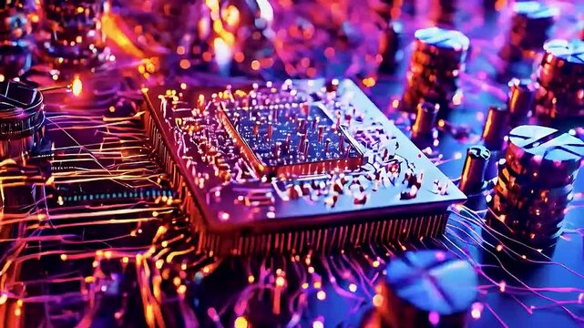 A computer chip  is seen on  a circuit board  in this stock photo.
