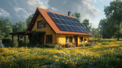 Obraz premium german house, solar panel 