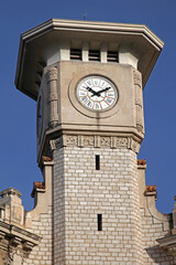 Clock Tower at High School Building Sunny Winter Day in Nice France
