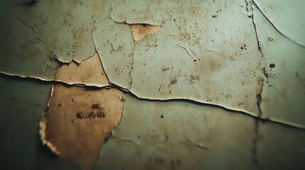 Naklejka premium Green and Brown Cracked Paint Texture Grunge Wall Background