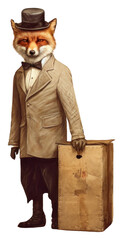 PNG Fox costumes delivery man victorian clothing vintage.