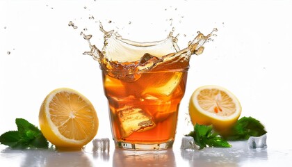 Iced Tea with Lemon and Mint Splash