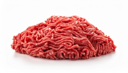 Fresh Ground Beef  Raw Meat  Minced Beef  White Background