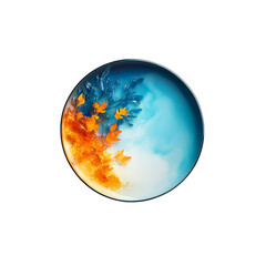 Abstract Blue and Orange Resin Art