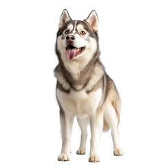 Fototapeta premium Husky Dog Sitting and Looking Up with Tongue Out
