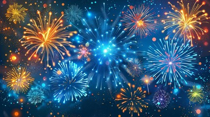 Fototapeta premium Night Sky Illuminated by Celebratory Fireworks