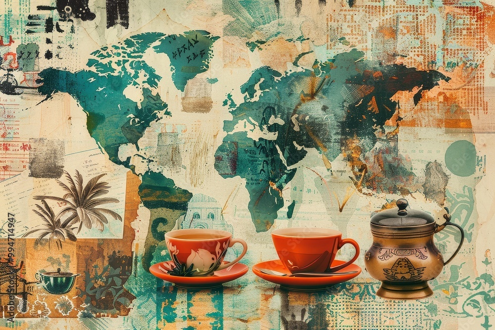 Canvas Prints Cultural Tea Rituals: A Visual Collage