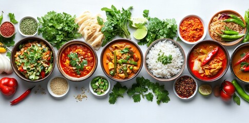 A Variety of Thai Curries with Accompaniments
