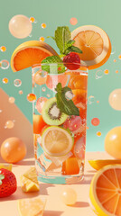 Refreshing fruit cocktail with citrus and berries