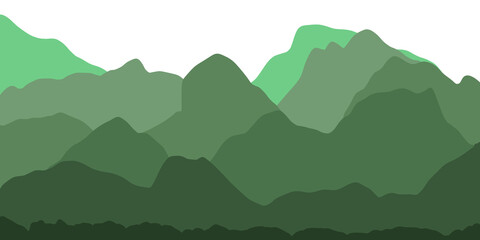 Green landscape with mountains illustration
