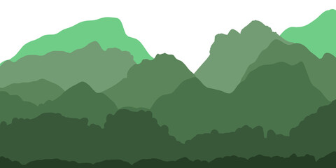 Green landscape with mountains illustration
