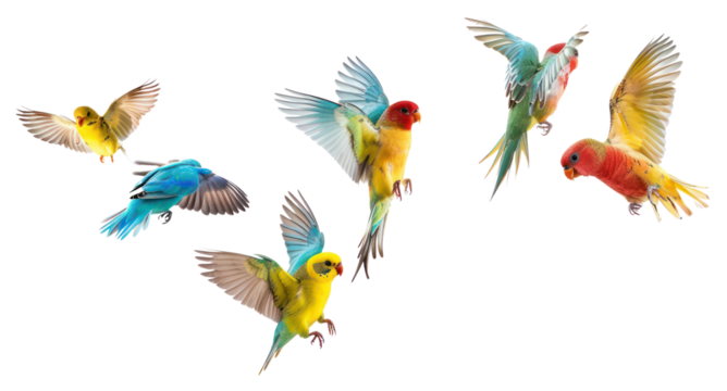 PNG Flock of 8 birds birdwatching photography parakeet.