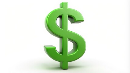 Obraz premium Green dollar sign standing on a white background representing the concept of money