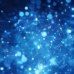 Interconnected Dots on Bright Blue Background Create Engaging Abstract Artwork