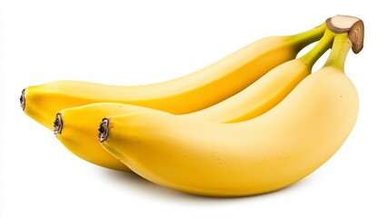 Three bananas are sitting on a white background
