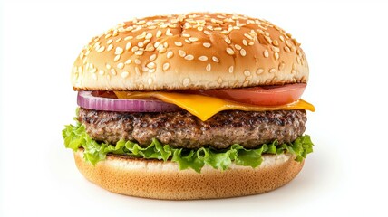 A hamburger with lettuce and tomato on top of a bun