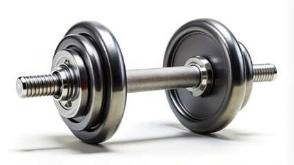 Naklejka premium Dumbbell is laying on a white surface and is ready to be used for working out