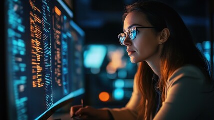 Focused Programmer Working Late