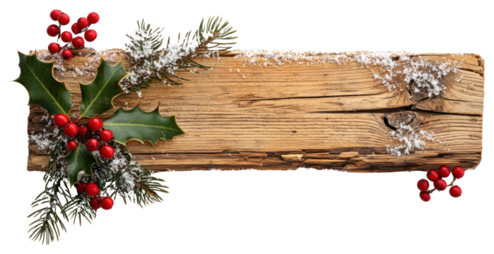 PNG Cedar wooden plank background christmas berries.