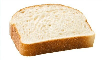 A slice of white bread is shown on a white background