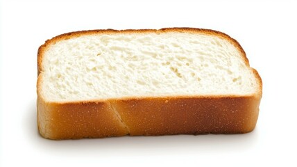 A slice of white bread is shown on a white background