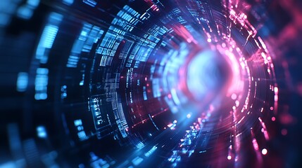 Obraz premium Bright Light Source Enhances Binary Code Stream in Digital Background