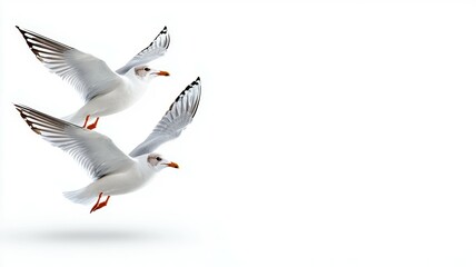 Obraz premium Two seagulls flying in the sky