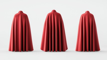 Three red capes with a white background