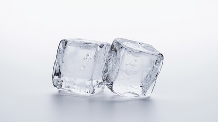 Obraz premium Two ice cubes on a white background