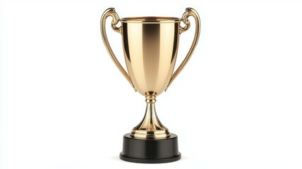 A gold trophy with a black base