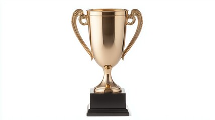Fototapeta premium A gold cup with a black base and a gold handle
