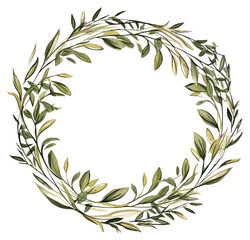 PNG Illustration olive branch hand drawn wreath.