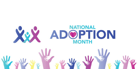 Vector illustration on the theme of National Adoption Month is observed every year in during November.