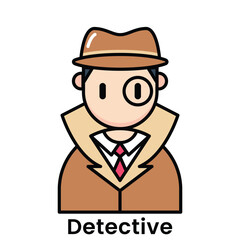 Detective avatar character cartoon design style, Editable vector stroke outline