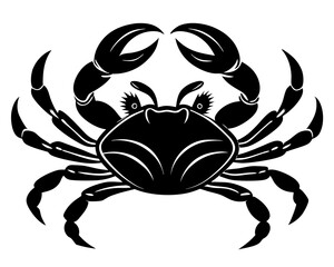 Crab black silhouette vector,Beach Clipart Crab In Shell