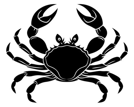 black crab silhouette on white background clip art preview