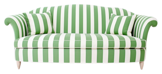 PNG Green and white striped sofa furniture cushion pillow.
