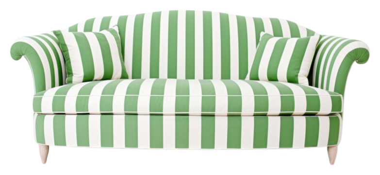 PNG Green and white striped sofa furniture cushion pillow. - Powered by Adobe