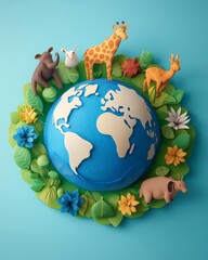 Obraz premium Animals Dancing Around a Flourishing Earth