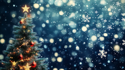 Christmas Tree Decorated with Snow