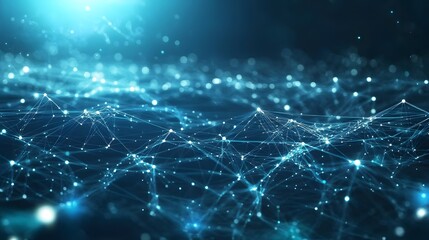 Digital cyberspace with particles and Digital data network connections concept. 