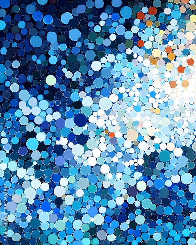Wall mural abstract blue and white circle pattern. a colorful and textured background.