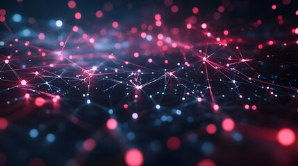 Digital cyberspace with particles and Digital data network connections concept. 