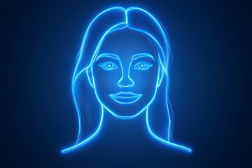 Neon glowing outline of a woman’s face symbolizing individuality technology and modern communication in a vibrant digital world