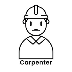 Carpenter avatar character cartoon design style, Editable vector stroke outline.